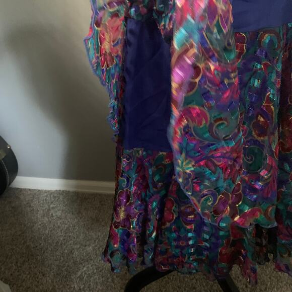 Ann Hobbs for Cattiva Vintage Drop Waist Blue Shimmer Dress 12 - Picture 2 of 8